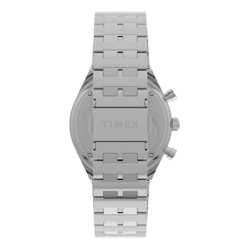 laydown image of Q Timex Chronograph 40mm Stainless Steel Bracelet Watch