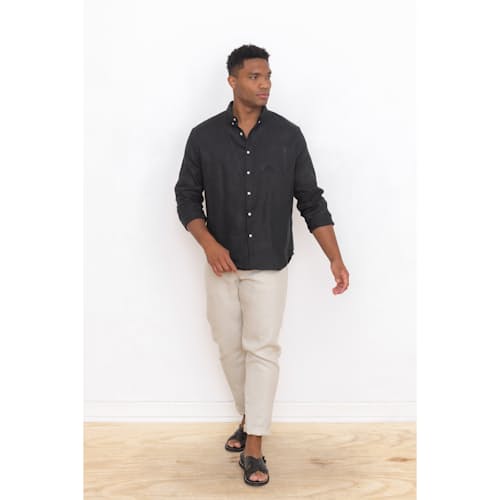 on model image of Playa Linen Shirt