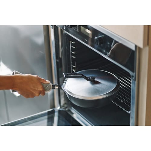 laydown image of Oven-Safe Skillet + Stainless Steel Lid - 9.4"