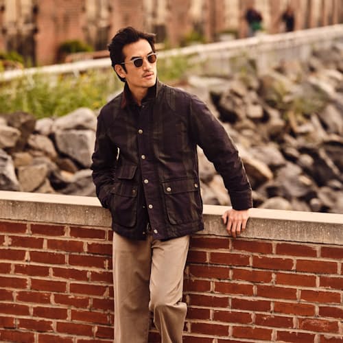 lifestyle image of Special Edition Halley Stevensons Waxed Hudson Jacket