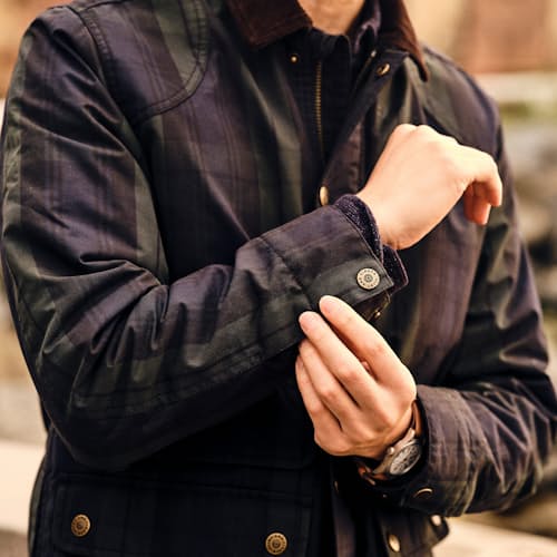 lifestyle image of Special Edition Halley Stevensons Waxed Hudson Jacket