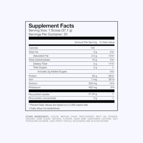laydown image of Essential 100% Plant-Based Protein - Chocolate