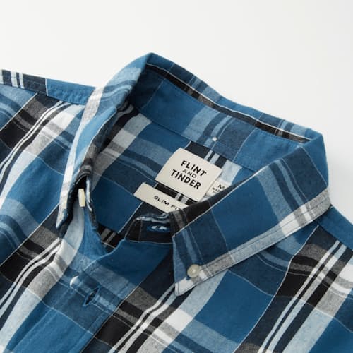 laydown image of Featherweight Plaid Button Down Shirt