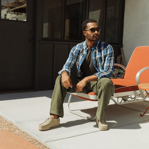 lifestyle image of Featherweight Plaid Button Down Shirt