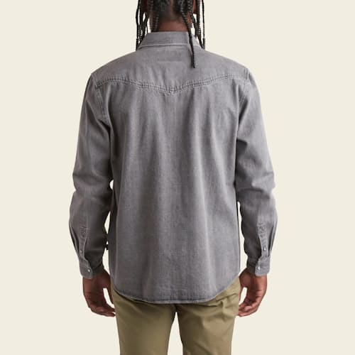 on model image of Dust Up Denim Snapshirt
