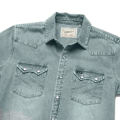 laydown image of Dust Up Denim Snapshirt