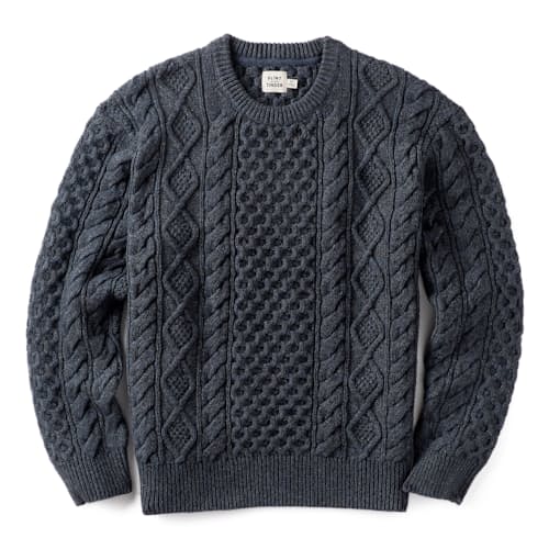 laydown image of Aran Cable Knit Crewneck Sweater