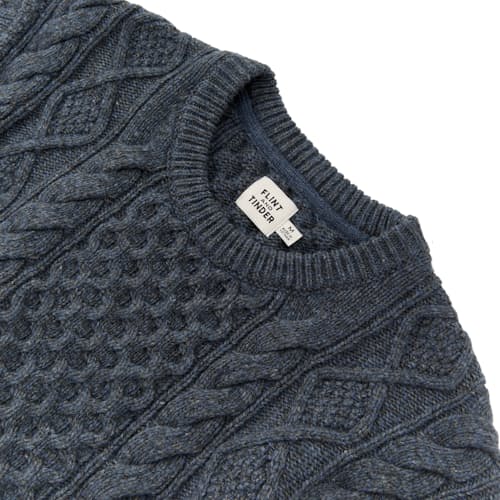 lifestyle image of Aran Cable Knit Crewneck Sweater