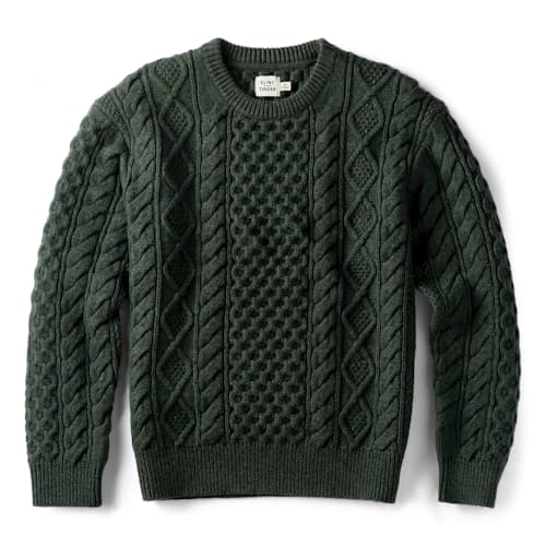 laydown image of Aran Cable Knit Crewneck Sweater
