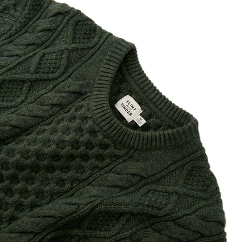 lifestyle image of Aran Cable Knit Crewneck Sweater