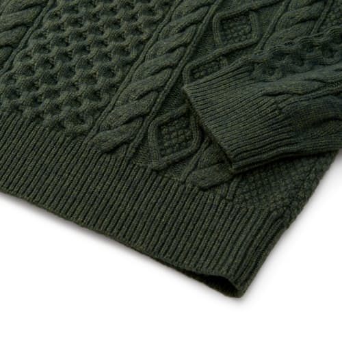 lifestyle image of Aran Cable Knit Crewneck Sweater