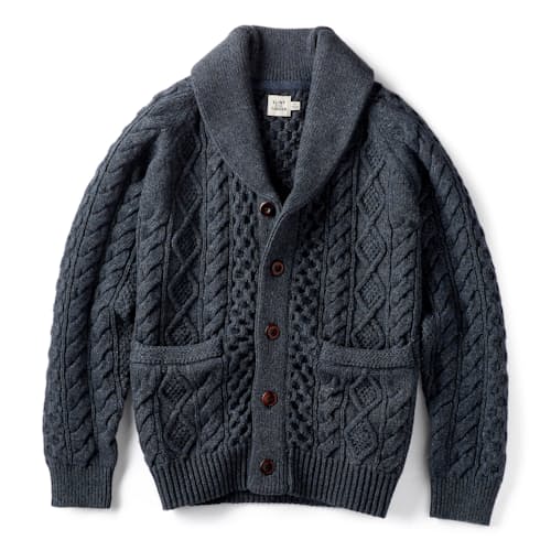 laydown image of Aran Cable Knit Cardigan Sweater