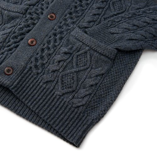 lifestyle image of Aran Cable Knit Cardigan Sweater