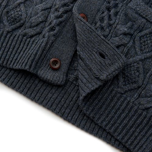 lifestyle image of Aran Cable Knit Cardigan Sweater