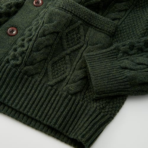 laydown detail image of Aran Cable Knit Cardigan Sweater