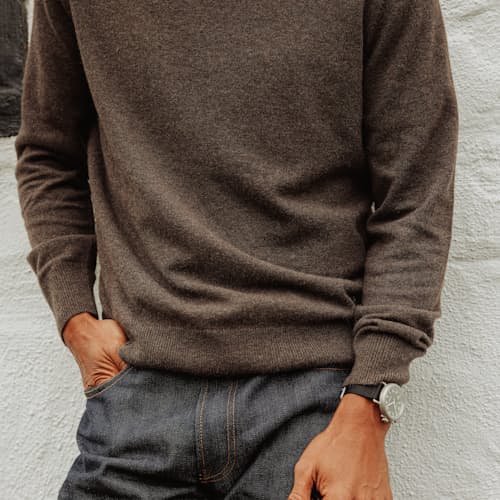 lifestyle image of Classic Cashmere Crewneck Sweater