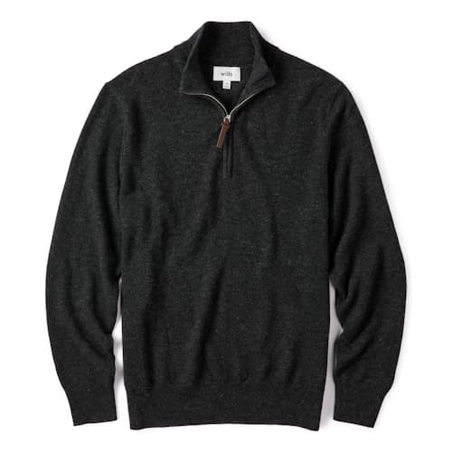 laydown image of Classic Cashmere Quarter Zip Sweater