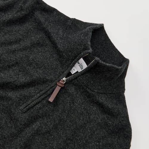 laydown detail image of Classic Cashmere Quarter Zip Sweater