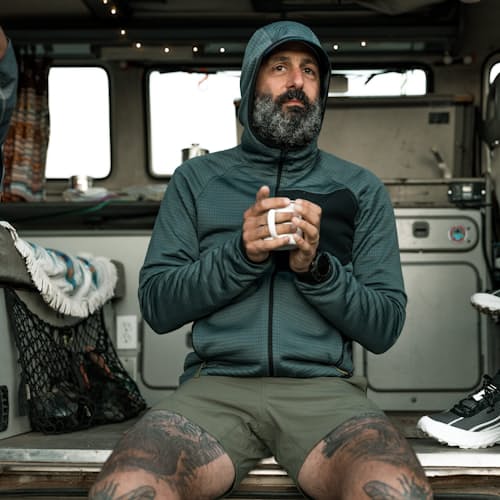 lifestyle image of Trail Grid Fleece Full Zip Hoodie