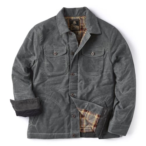 laydown image of Flannel-Lined Quilted Waxed Rancher