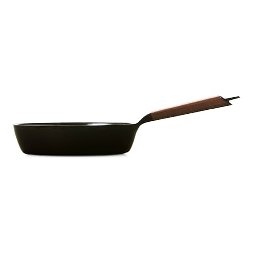 laydown image of Cast Iron Deep Frying Pan with Lid - 9.4"