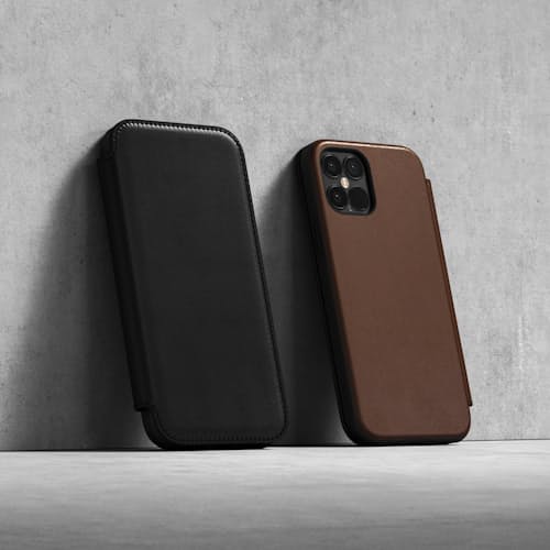 laydown image of Rugged Leather Folio iPhone 12 /iPhone 12 Pro Case