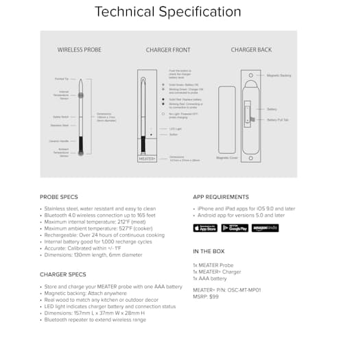 laydown image of Meater+ Wireless Thermometer