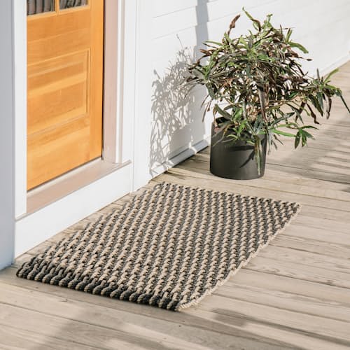 laydown image of Hand Woven Lobster Rope Doormat - Standard