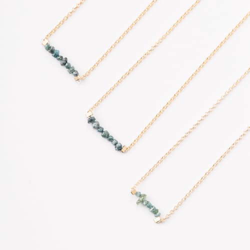 laydown image of Blue Rough Diamond Tiny Bridge Necklace