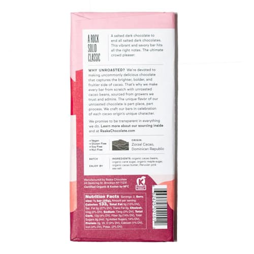 laydown image of Pink Sea Salt Dark Chocolate Bar