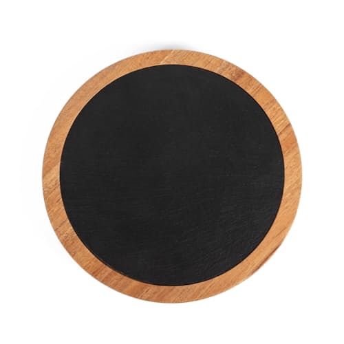 laydown image of The Insignia  Acacia and Slate Serving Board with Cheese Tools