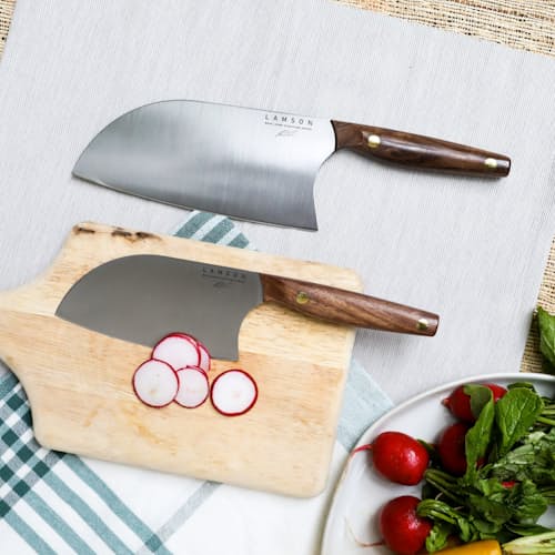laydown image of Brad Leone "Bad Boy" 8" Chinese Santoku Cleaver