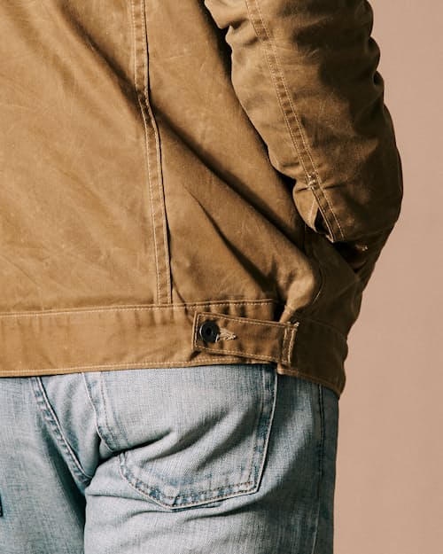 on model image of Flannel-Lined Waxed Trucker Jacket - Tall