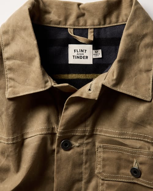 laydown detail image of Flannel-Lined Waxed Trucker Jacket - Tall