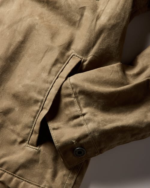 laydown detail image of Flannel-Lined Waxed Trucker Jacket - Tall