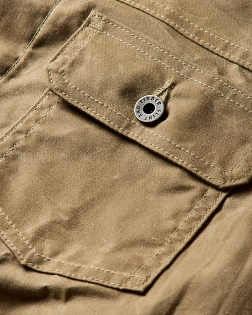 laydown detail image of Flannel-Lined Waxed Trucker Jacket - Tall