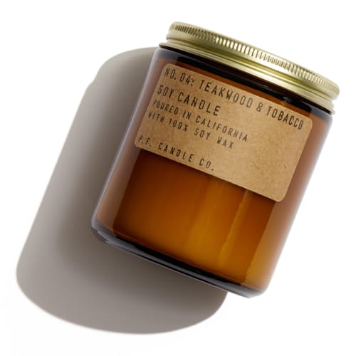 laydown image of Teakwood & Tobacco Soy Candle