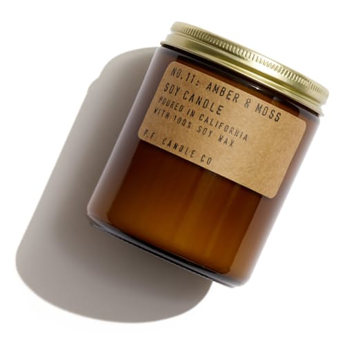 laydown image of Amber & Moss Soy Candle