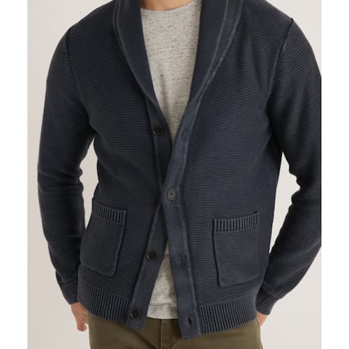 laydown image of Beckett Garment Dyed Cardigan