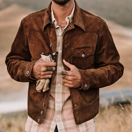 lifestyle image of Alston Roughout Suede Jacket