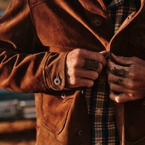 lifestyle image of Alston Roughout Suede Jacket