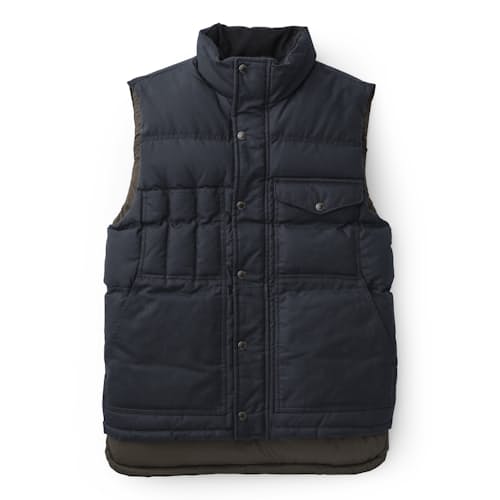 laydown image of Down Insulated Wool Lined Oil Finish Cruiser Vest