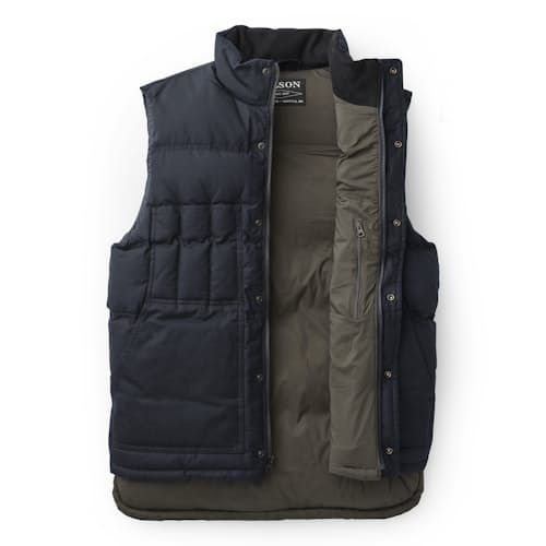 laydown image of Down Insulated Wool Lined Oil Finish Cruiser Vest