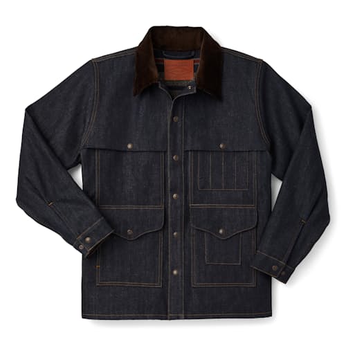 laydown image of Wool-Blend Lined Corduroy Collar Denim Cruiser Jacket