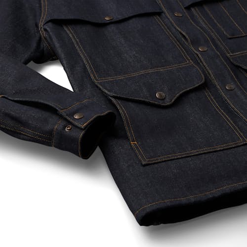 laydown image of Wool-Blend Lined Corduroy Collar Denim Cruiser Jacket