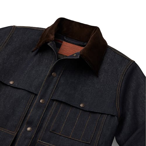 laydown image of Wool-Blend Lined Corduroy Collar Denim Cruiser Jacket