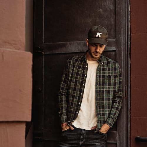 lifestyle image of Fall Herringbone Tweed Check Shirt