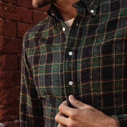 lifestyle image of Fall Herringbone Tweed Check Shirt