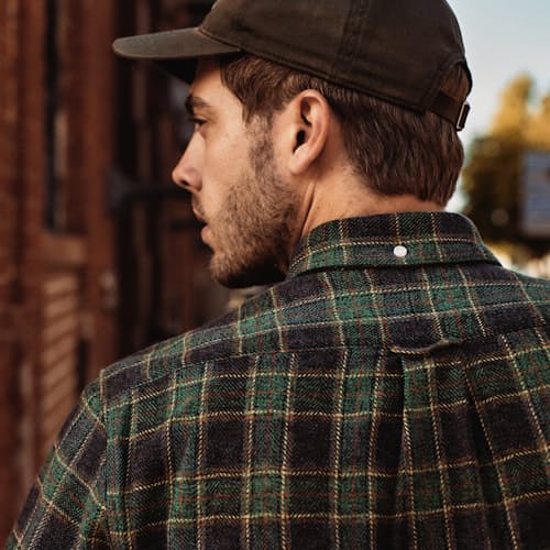 lifestyle image of Fall Herringbone Tweed Check Shirt
