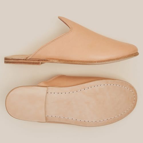 lifestyle image of Baba Leather Slip On Mule